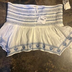 American Eagle Outfitters White and Blue Patterned Skirt